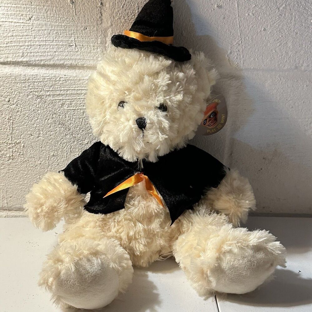 K & K Sales  Halloween Plush Witch Bear Cape Witch Hat Costume Plush NOS P1